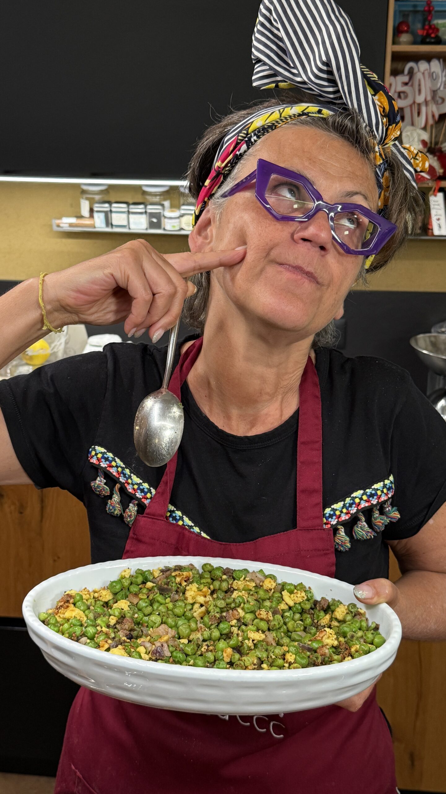 Ricetta con i piselli e la pancetta